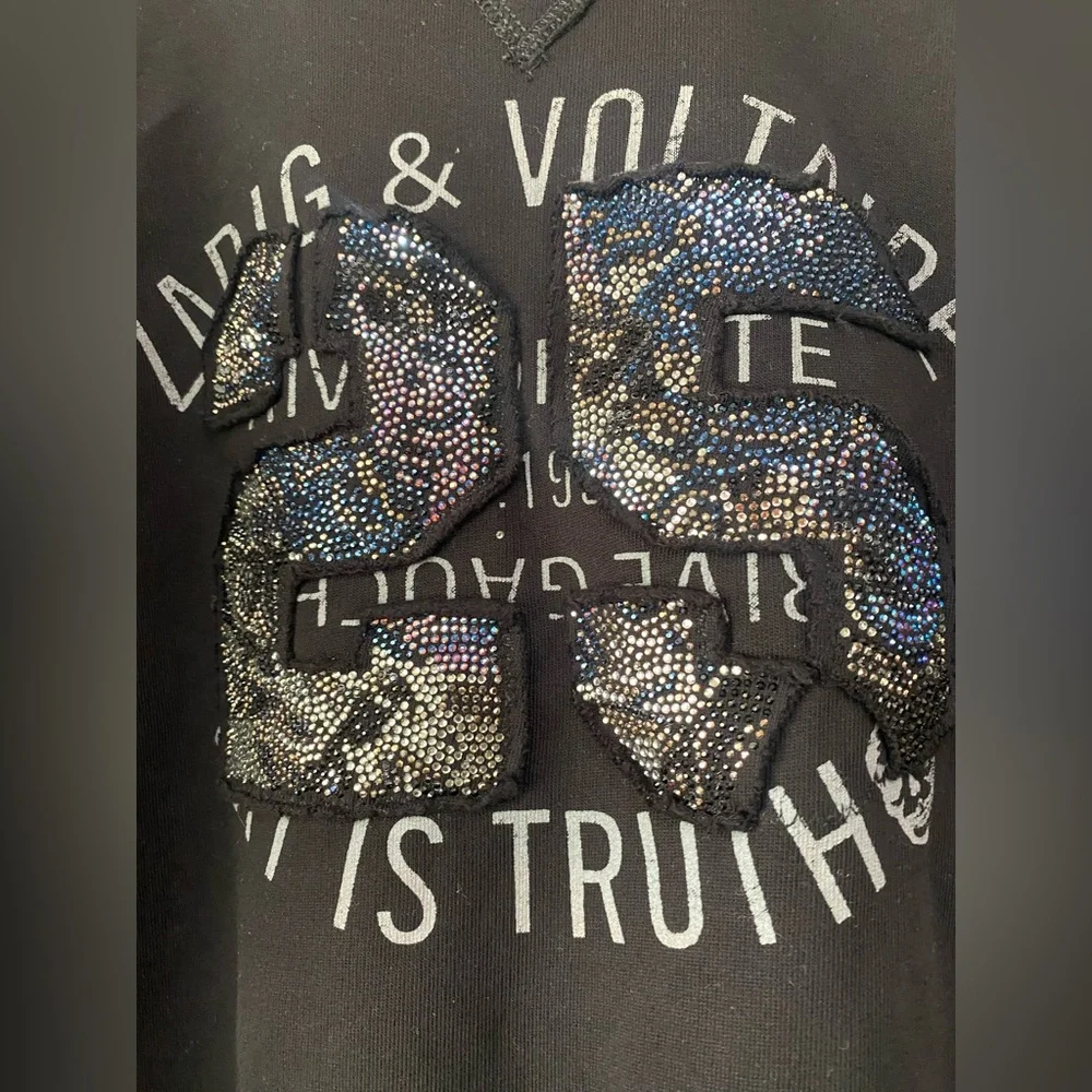 Zadig & Voltaire Womens 25 year embellished Crewneck sweatshirt iblack Sz M NWT - Picture 2 of 9